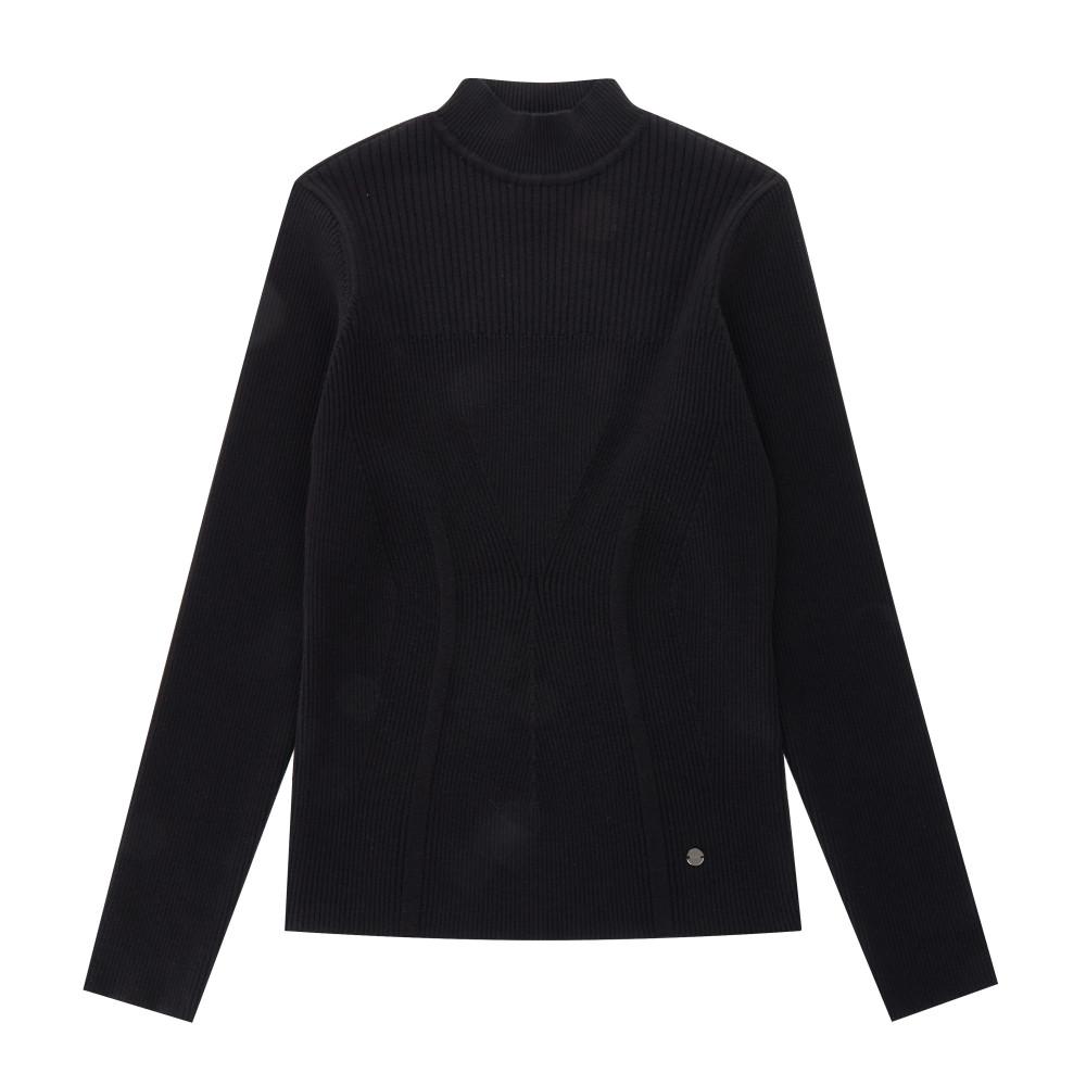 PIGC Women'S Ribbed Turtleneck Sweater Black (Lfc240239)