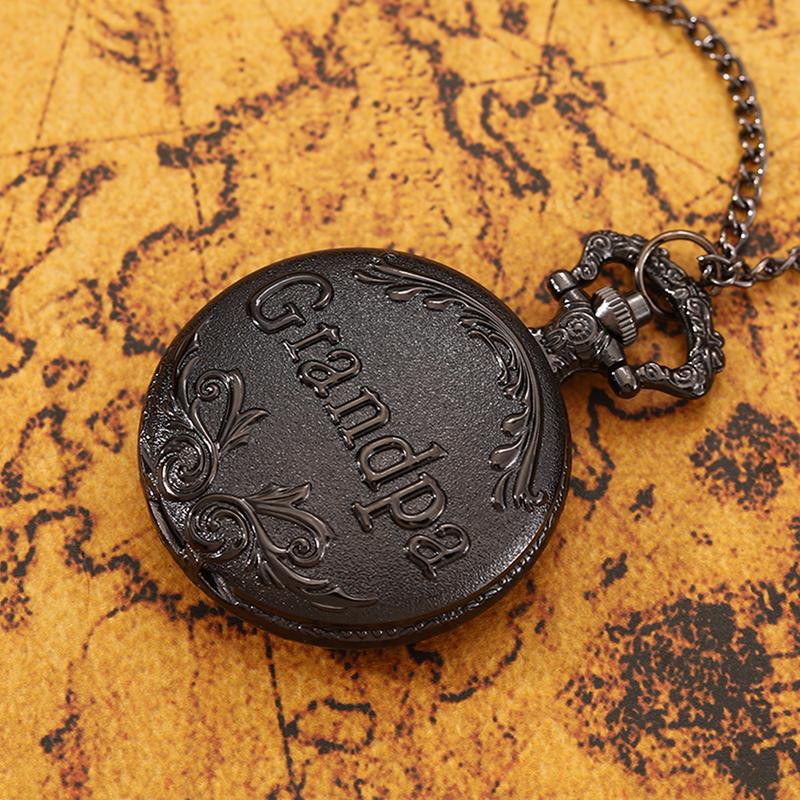 Мужские карманные часы Grandpa Vintage Quartz Black Punk ожерелье кулон сплав часы художественная коллекция подарки для мужчин