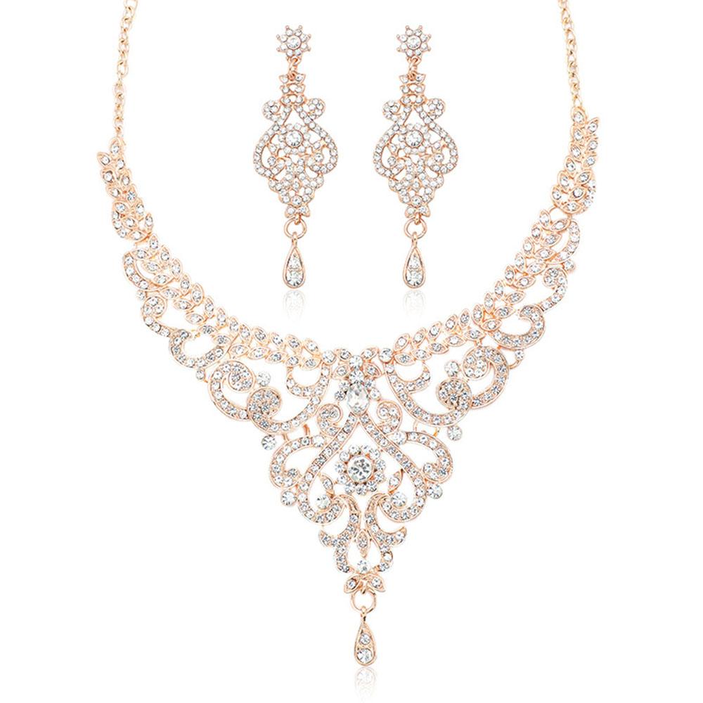 Набор украшений со стразами, ожерелье, серьги-подвески для свадьбы, выпускного вечера