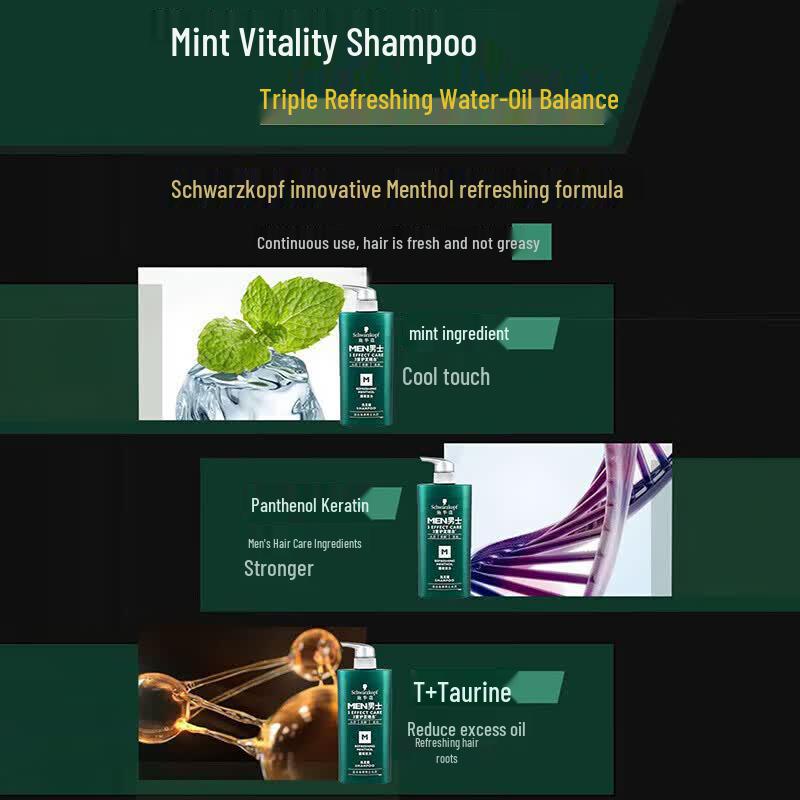 Schwarzkopf Мужской освежающий мятный шампунь (450 мл + 5 г)