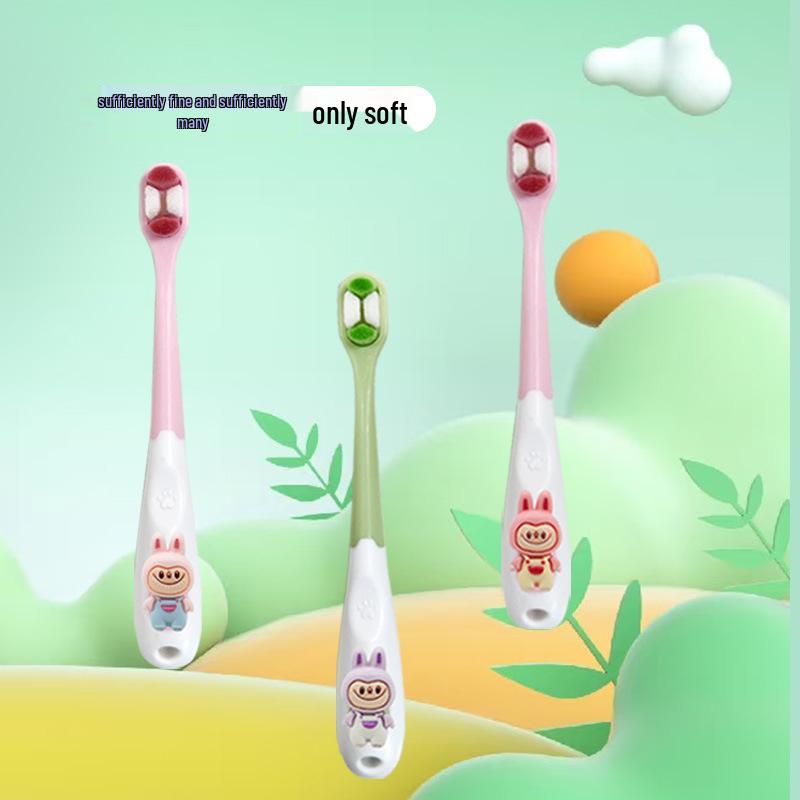 Детская мягкая зубная щетка Labubu Cartoon Cat Paw - Милый дизайн с десятью тысячами щетинок.