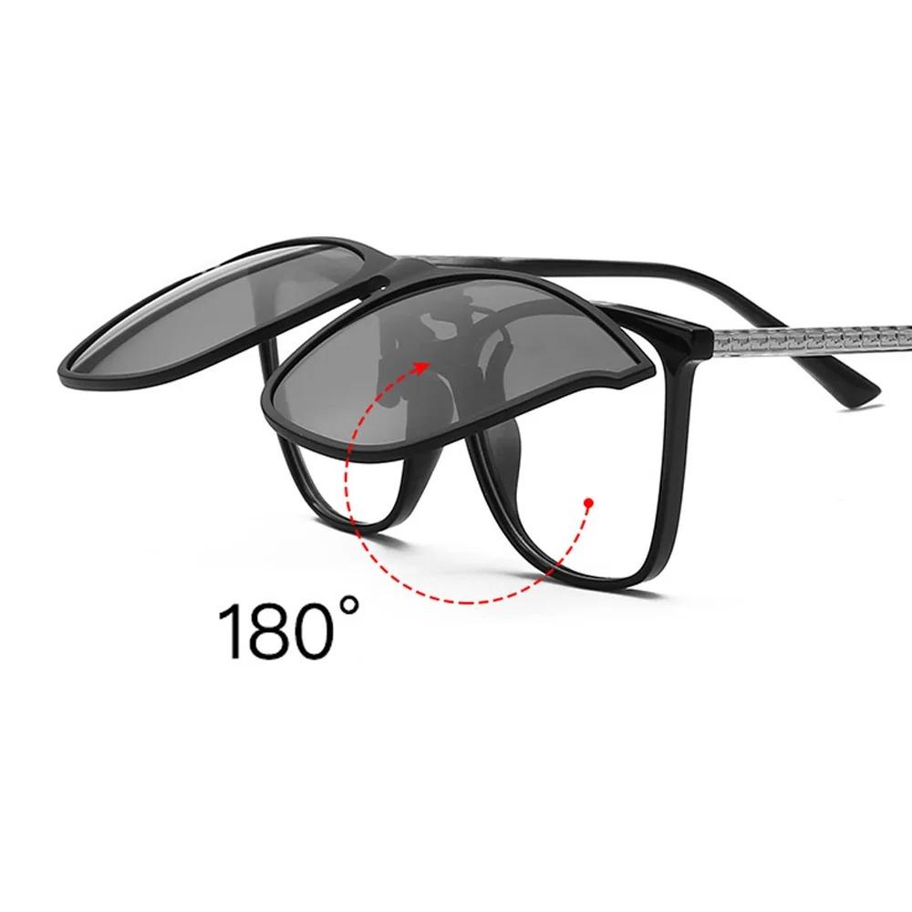 Поляризованные солнцезащитные очки-клипсы для мужчин и женщин, фотохромные очки для водителя автомобиля, очки ночного видения, антибликовые винтажные очки