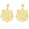 [Q9341] - Handmade Silver 'Jungle' Gold-plated Earrings - 18x18 Mm (tiger)