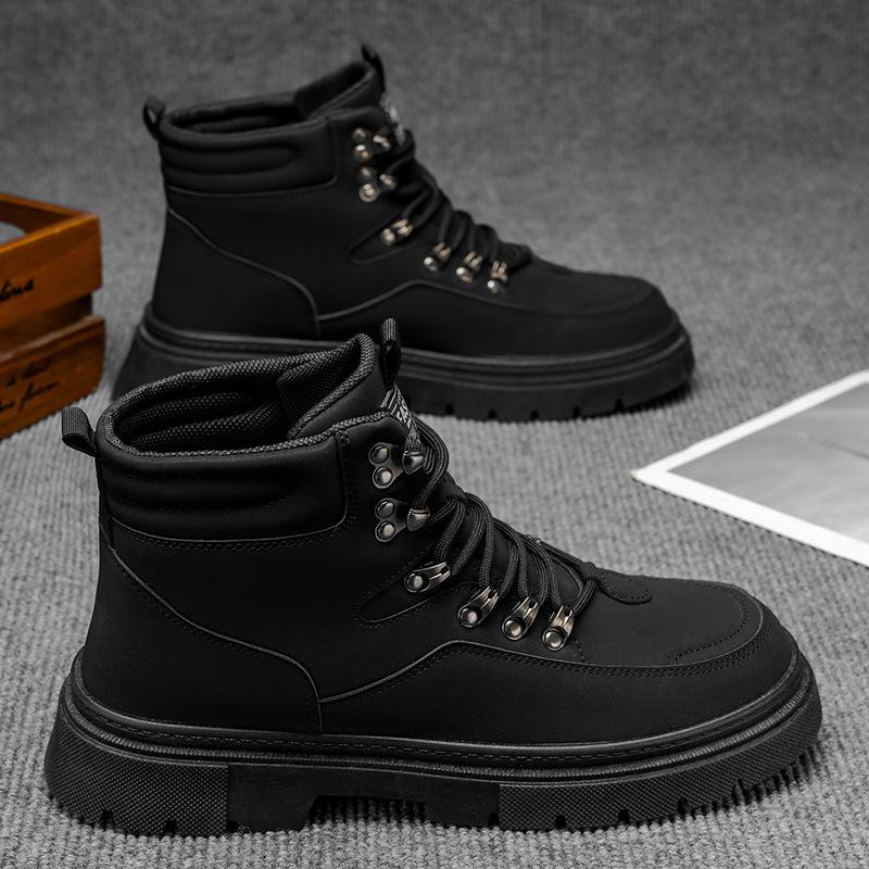 Martin boots men's new autumn high-top locomotive boots British wind waterproof and non-slip soft leather men's shoes