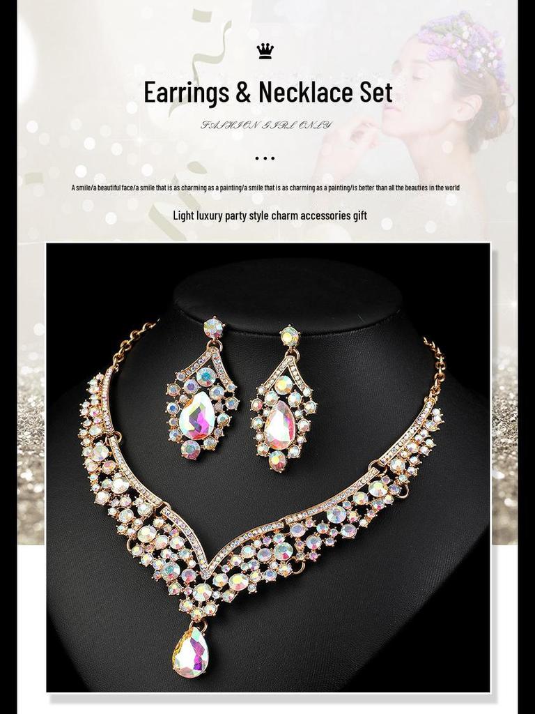 Комплект ожерелий с кристаллами в стиле ретро: Роскошные украшения для банкетов и особых случаев