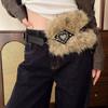 Patchwork Heart Furry Waistband PU Leather Plush Belt Simple Leather Fur Belt  Daily
