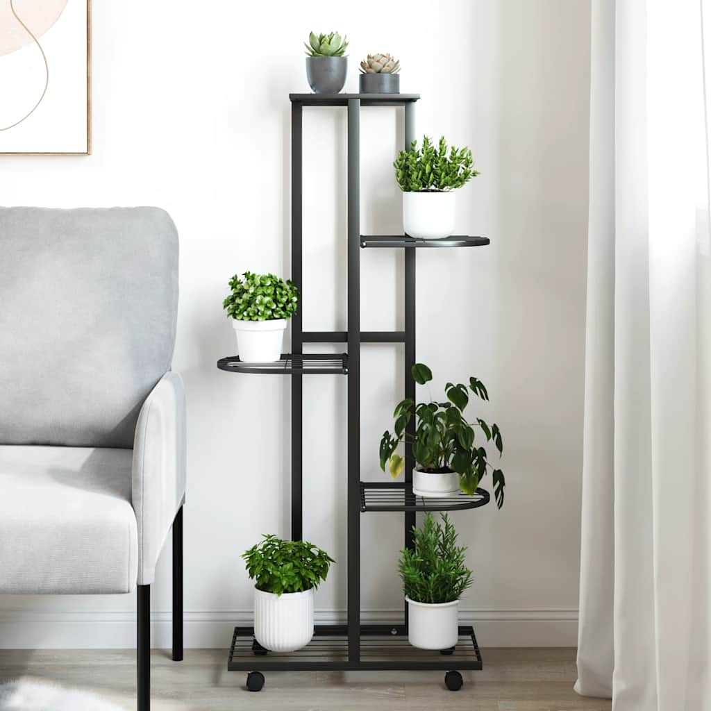 Vidaxl Kwietnik Z 5 Półkami I Kółkami, 44X23X100 Cm, Czarny, Żelazny