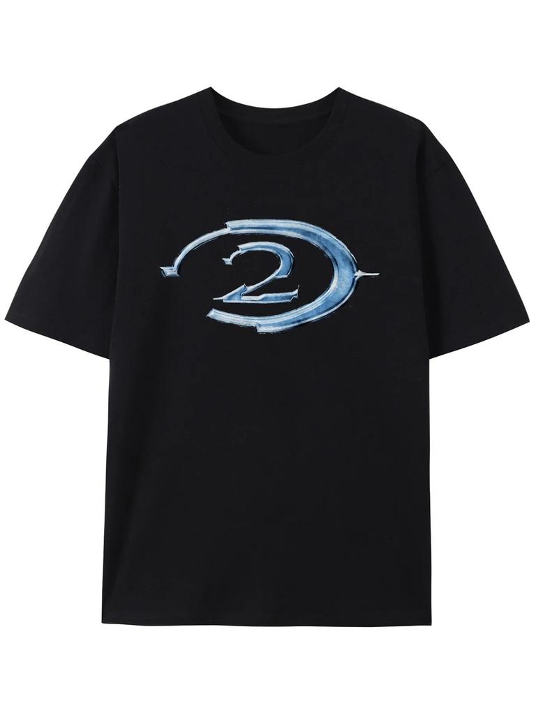 Halo 2 TShirt Game Y2k Print Tee Summer Harajuku Cotton Casual Loose Round Neck Tee Sports Stree4twear Unisex