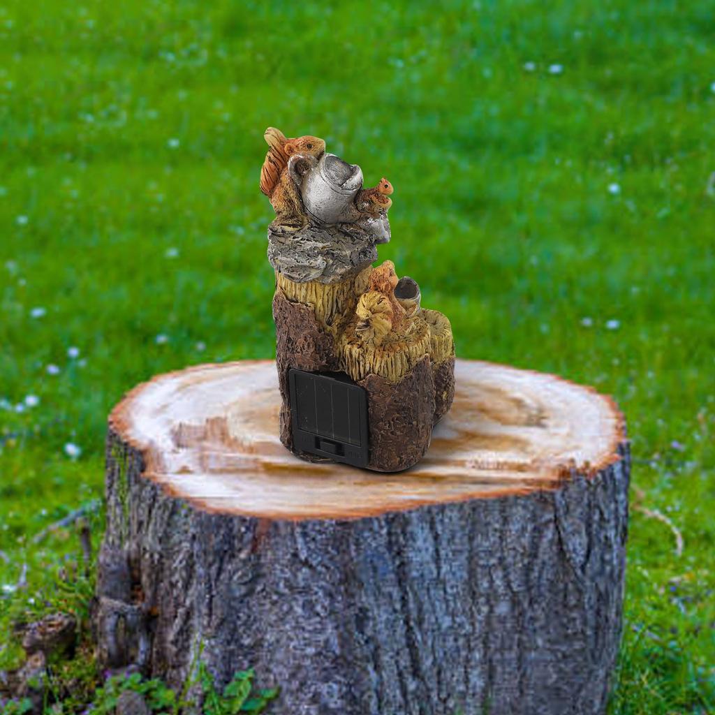 Solar Powered Squirrel Garden Ornament Animal Outdoor Patio Decor Squirrel Duck Flowing Water Solar Ornament Home Garden Decor