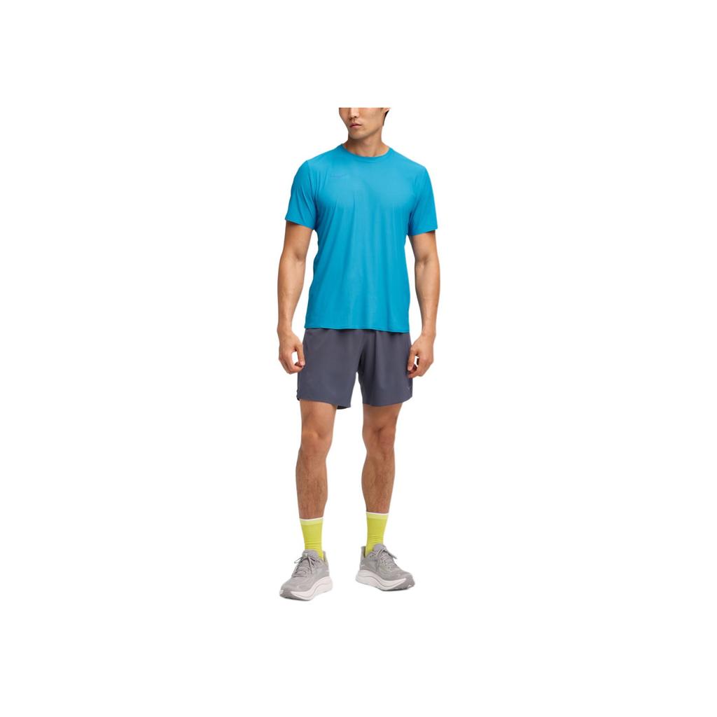 HOKA ONE ONE Однотонная футболка с круглым вырезом и коротким рукавом Мужские топы 1175771-HKB