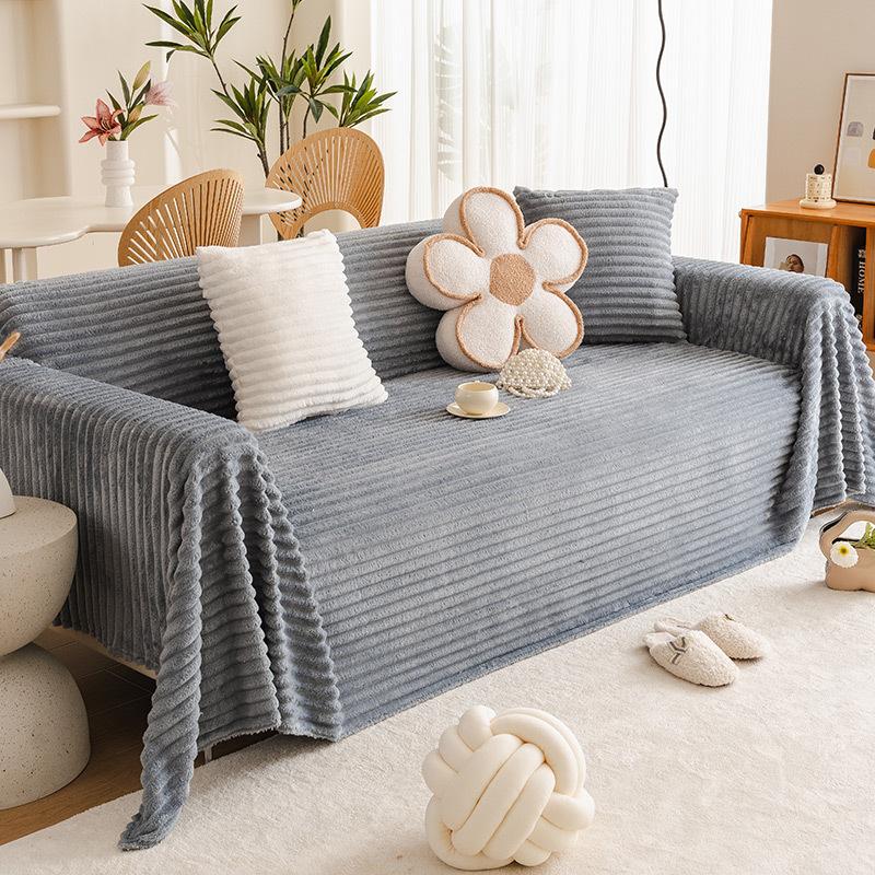 Winter Sofa Towel New Thickened Fleece Sofa Cover Cloth Internet Celebrity Sofa Cover Cream Wind Sofa Cover