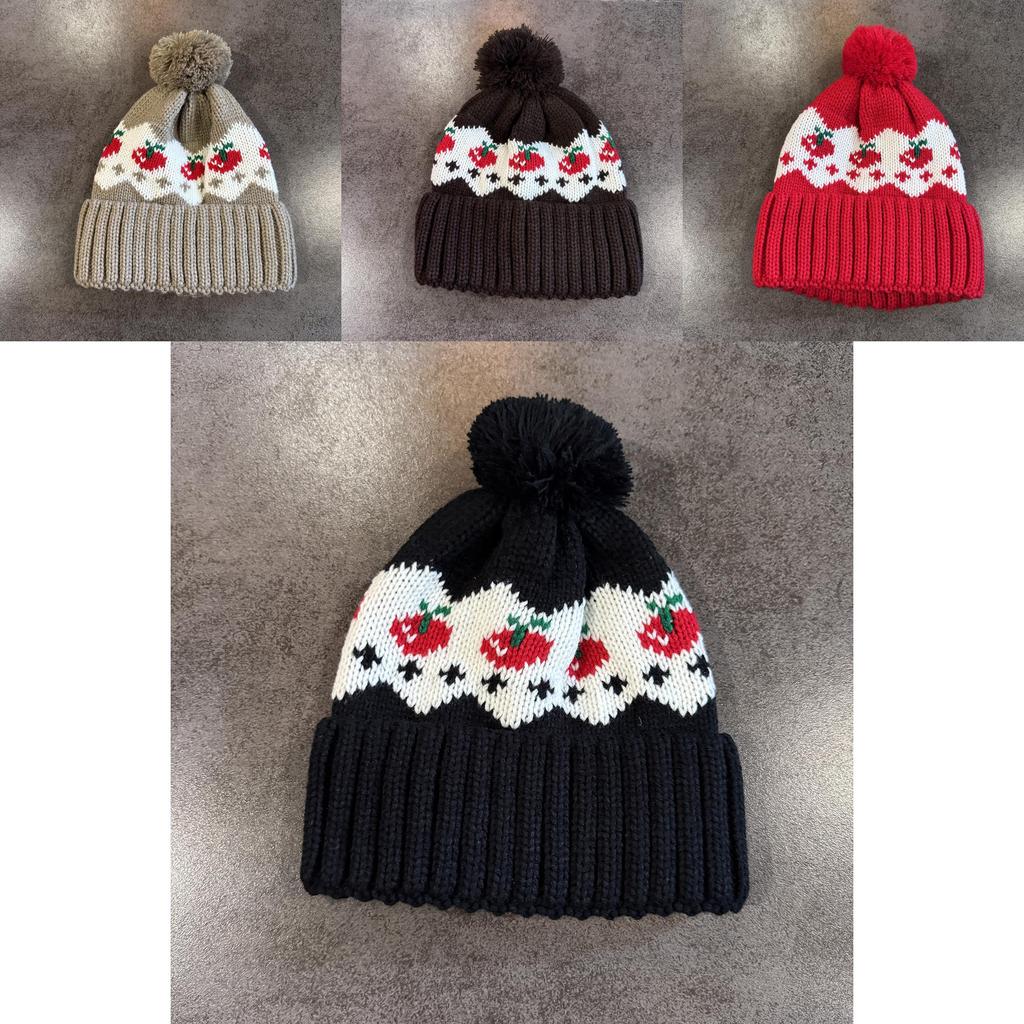 Red Cherry Knit Hat For Women Winter Warmth And Fashion Accessory