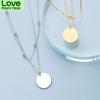 S925 Stamp Silver Color Double Layer Round Disc Pendant Necklace Gold Color Bead Chain Charm Necklace For Women Jewelry S -N574