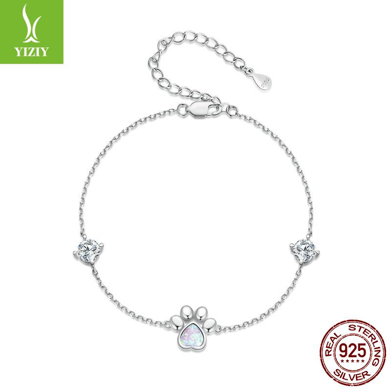 Инь Цзыюнь Изысканный опаловый браслет из серебра S925 с отпечатком кошачьей лапки - Нишевое роскошное ювелирное изделие в подарок