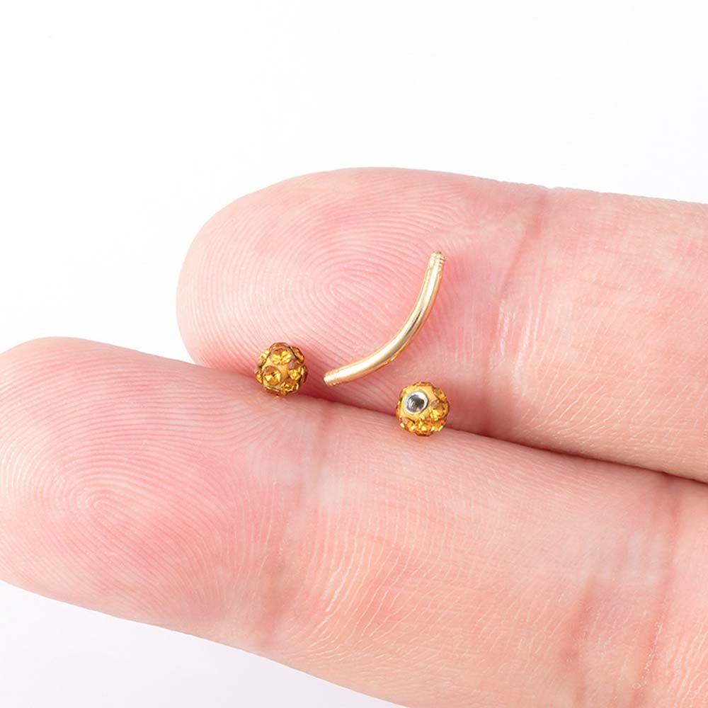 Stainless Steel Rhinestone Piercing Ring Ball Nose Ring Eyebrow Stud Fake Lip Stud Piercing Jewelry