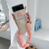 Корейский чехол для телефона с большим браслетом-цепочкой для Samsung Galaxy Zflip 5g Zflip 3 Z Flip 4, прозрачный противоударный бампер, мягкая задняя крышка