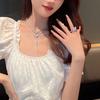 Women Necklace Multi-layers Faux Pearls Link Chain Splicing Rhinestone Butterflies Tassels Clavicle Necklace Finger Ring Fashion Jewelry
