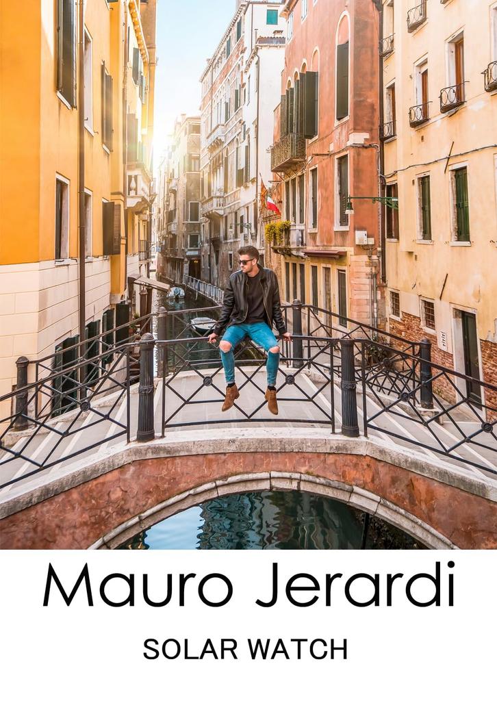 Солнечные часы 3 ATM Водонепроницаемость браслет из нержавеющей стали полностью черный [Mauro Gerardi] MJ032-6 мужские