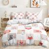 Three-Piece Small Animal Illustration Cat Hedgehog Quilt Set Two-Piece Bedding Set