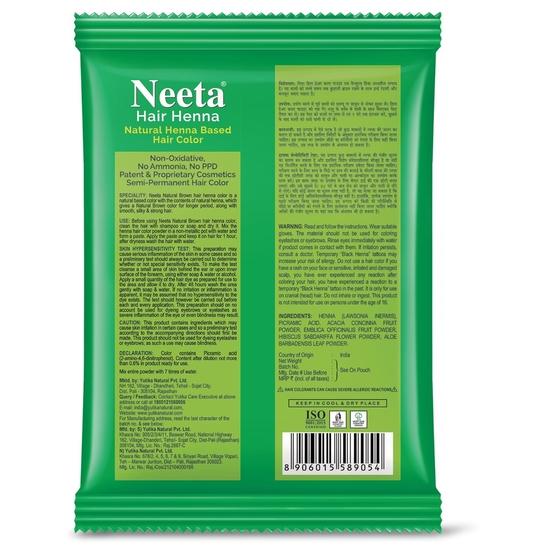 Порошок чистой хны Neeta для окрашивания волос с 5 натуральными травами, натуральный коричневый цвет волос для женщин и мужчин(По 50 г каждый - Упаковка из 6 штук)