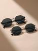 2 Pcs Metal Geometric&Round Frame Fashion Classical Sunglasses For Vacation Decors Photo Props
