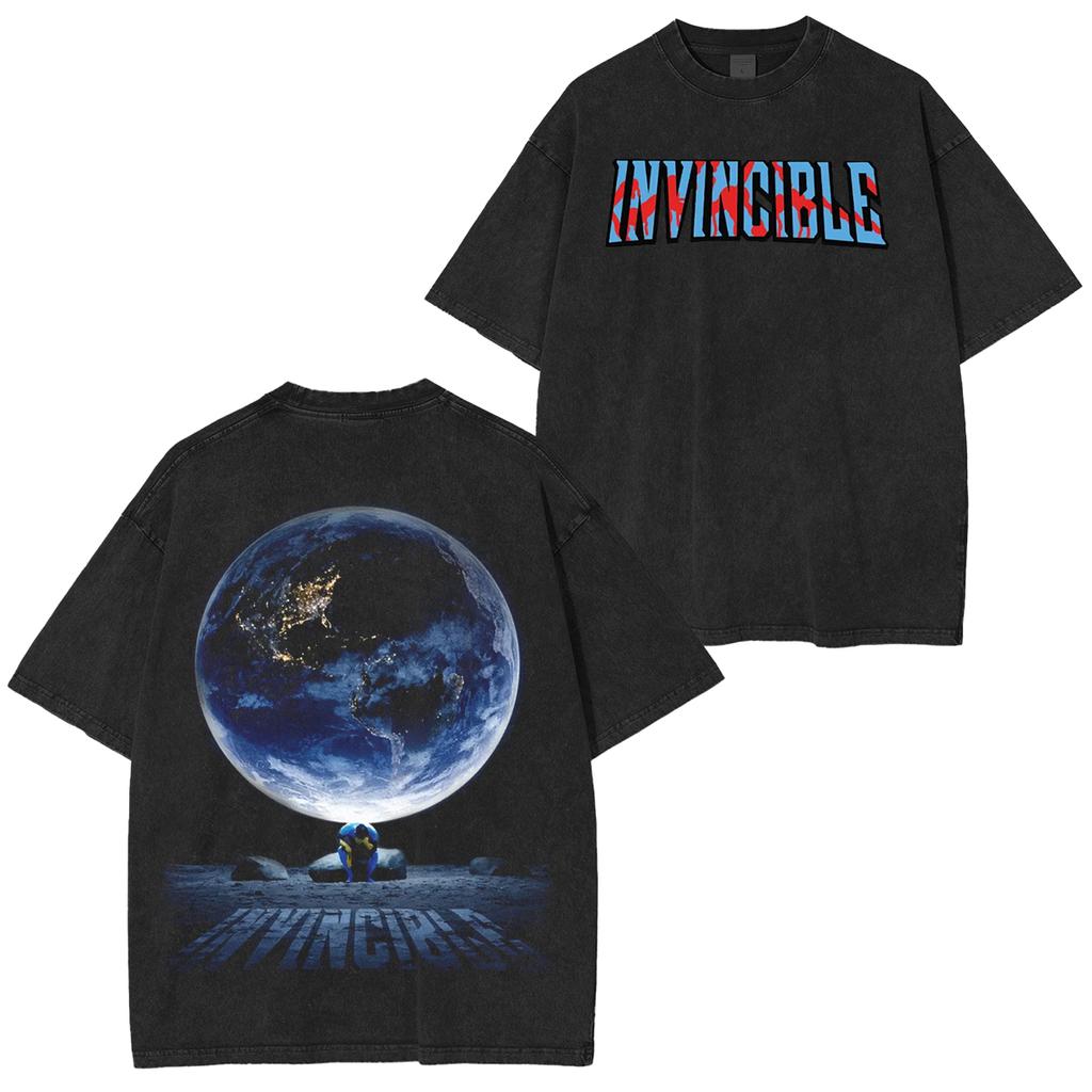 Invincible Mark Grayson Washed T-shirt Men Women Retro Washed Oversized Streetwear Summer Casual Loose Short Sleeve Female Male Clothing