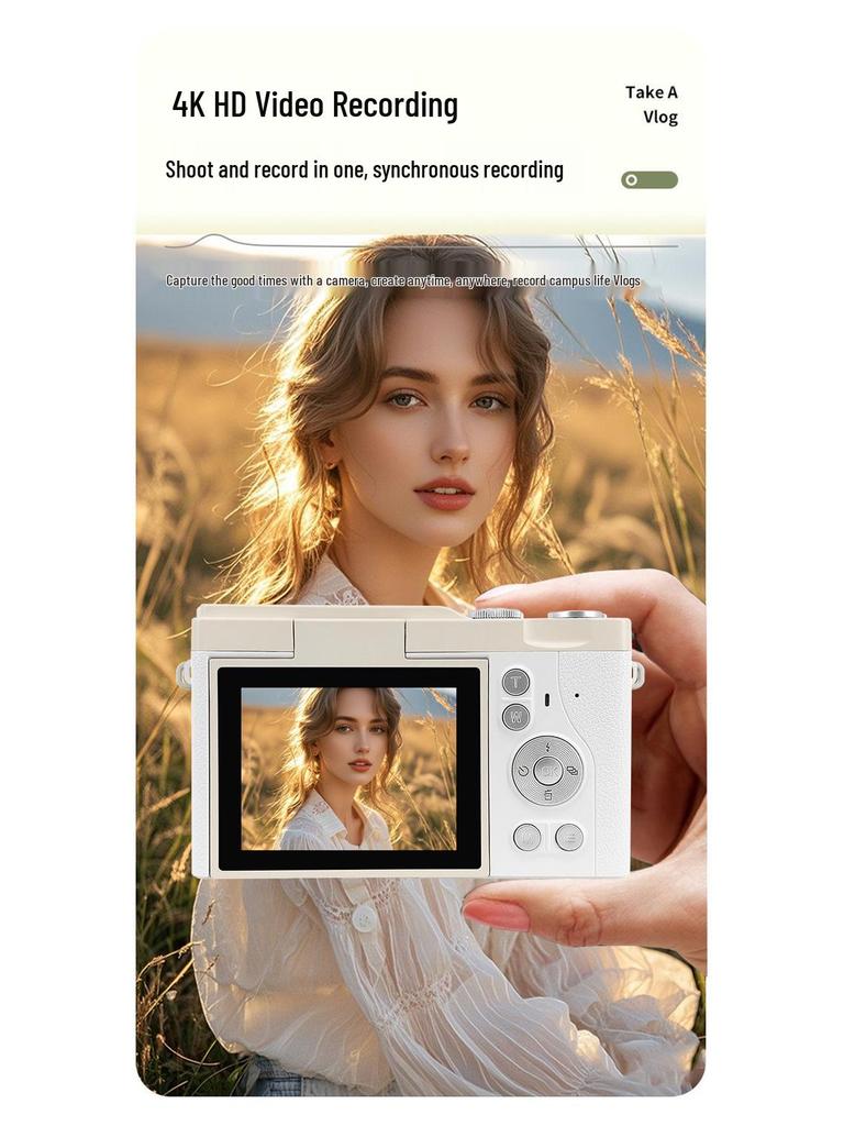 Retro Flip-Style CCD Camera & Camcorder: Portable Long-Zoom Digital Student Device for Photo & Video
