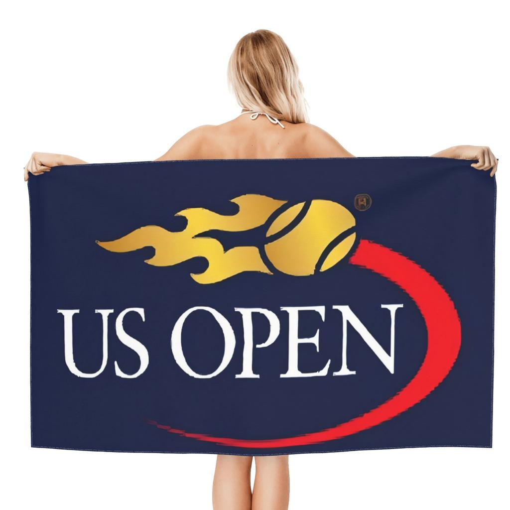 Теннисный турнир US Open Пламя Пляжное полотенце С узором Солнцезащитное и ветрозащитное Подходит для бассейна Кемпинга Путешествий Одеяло