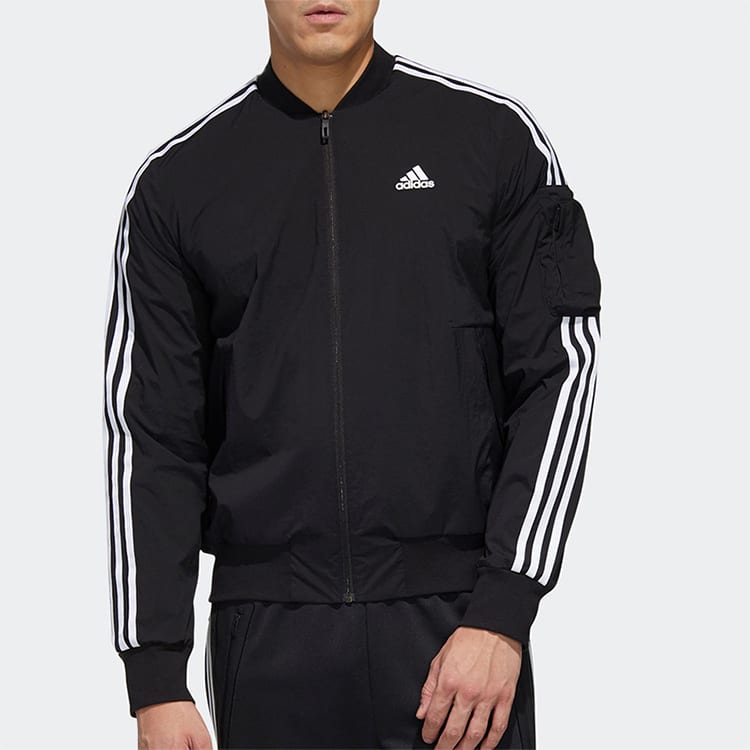 adidas Куртка 3 полоски мужская черная GH4802
