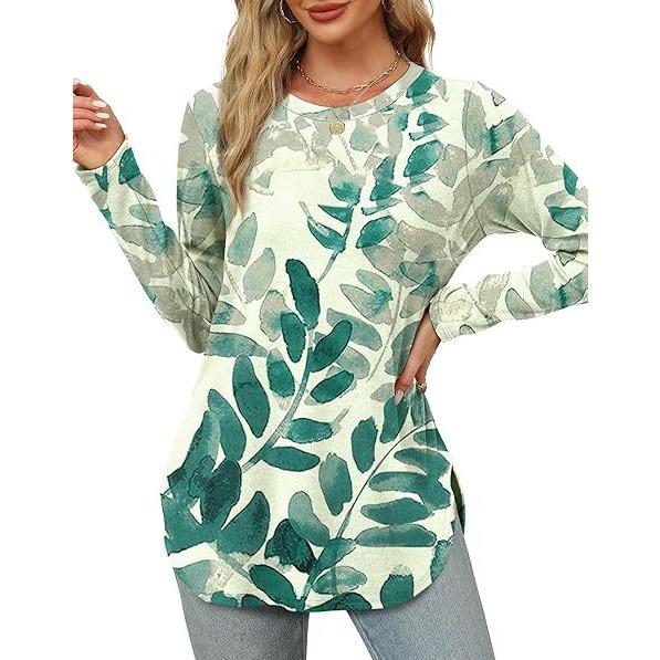 GMXIA Autumn Women's Solid Color Long Sleeve Top Round Neck Loose Casual Base Shirt