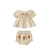 Cute And Comfortable Two Piece Baby Girls Floral Print Top And Shorts Outfit Set