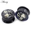 Alisouy 2pc Acrylic Punk Skull Skeleton Round Thread Ear Gauges Tunnels Plugs Expander Stretcher Earring Piercing Body Jewelry