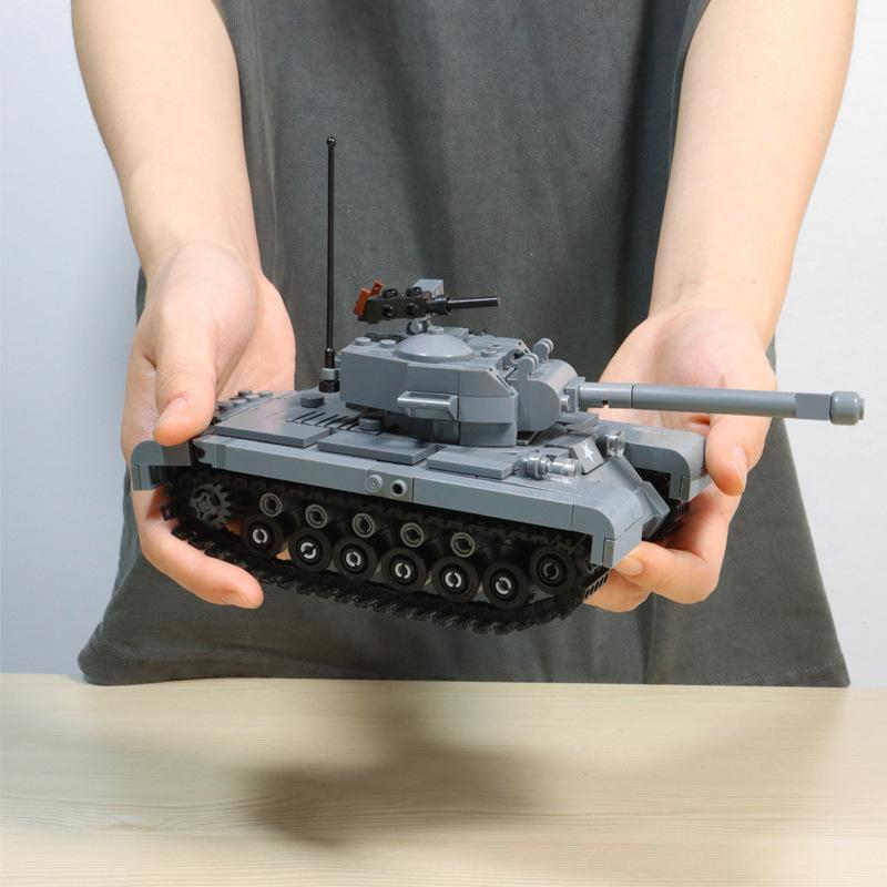 574 детали MOC Серия Военной Техники Второй Мировой Войны Танк M26 Patton Тяжелый Бронированный Транспорт Строительный Набор Игрушка