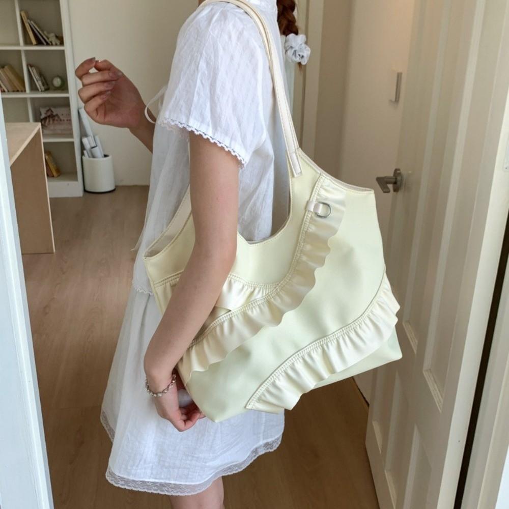 Stylish Ruffle Tote Bag Korean Women's Handbag Trendy Frill Shoulder Bag Armpit Bag