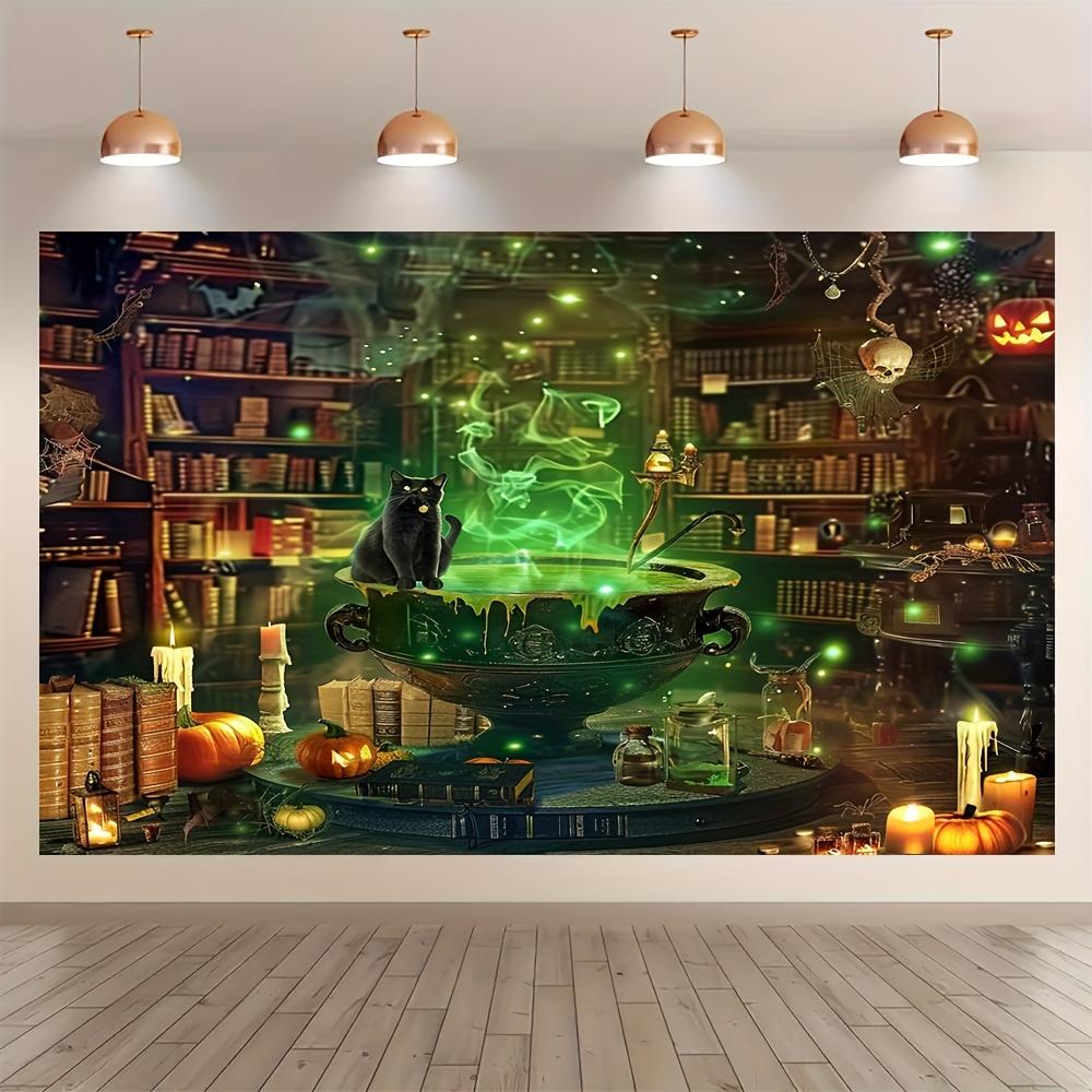 One 2D flat Halloween magic Witch kitchen polyester background  suitable for room and Halloween decoration