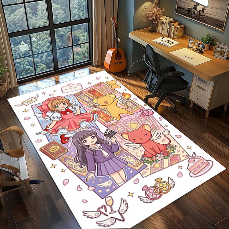 Декор для комнаты геймера и спальни Коврик с изображением Cardcaptor Sakura, нескользящий, моющийся, для большой площади—kwq5