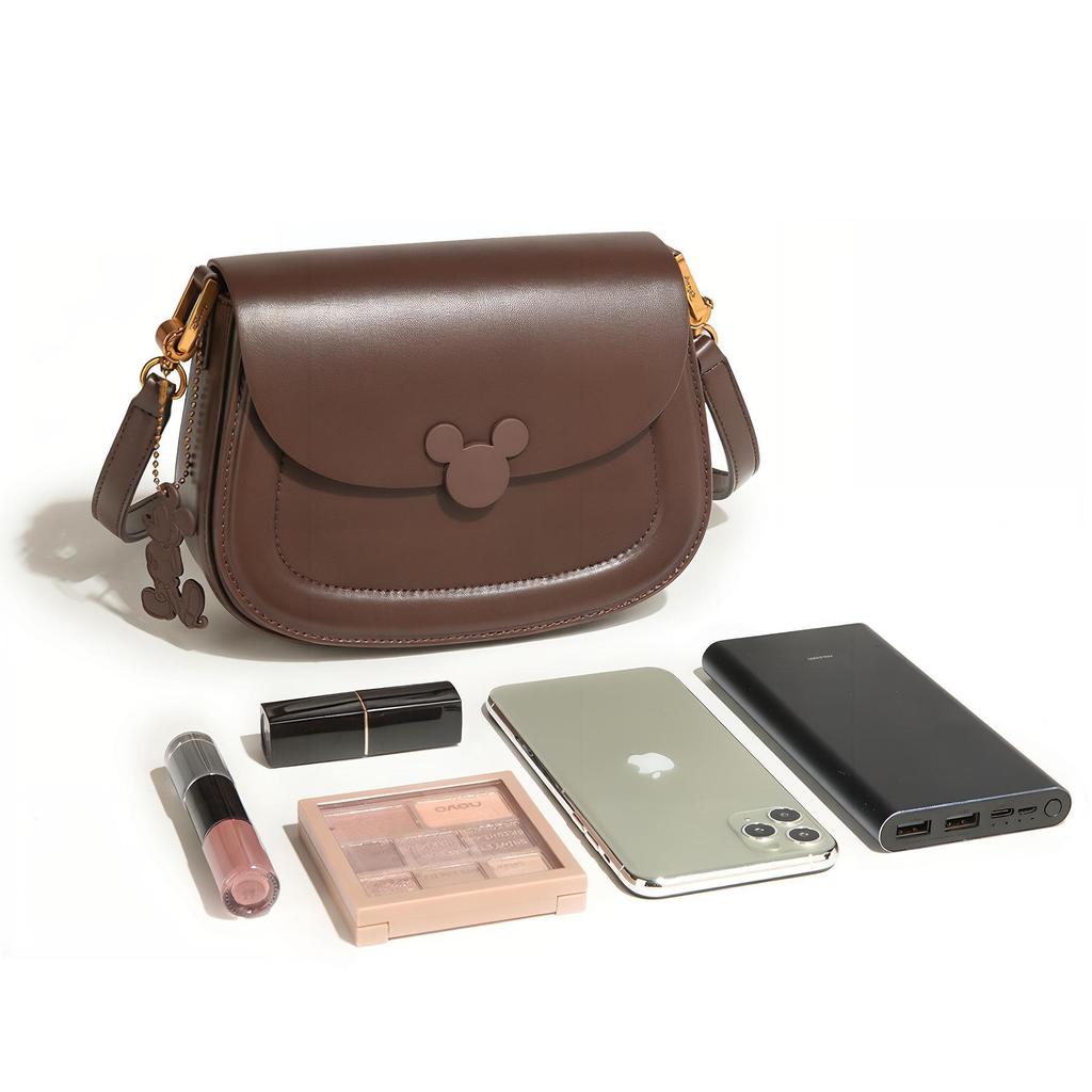 New Disney Mickey Series PU Crossbody Bag, Commuter Bag Medium Size Women's Brown BMK-71082K