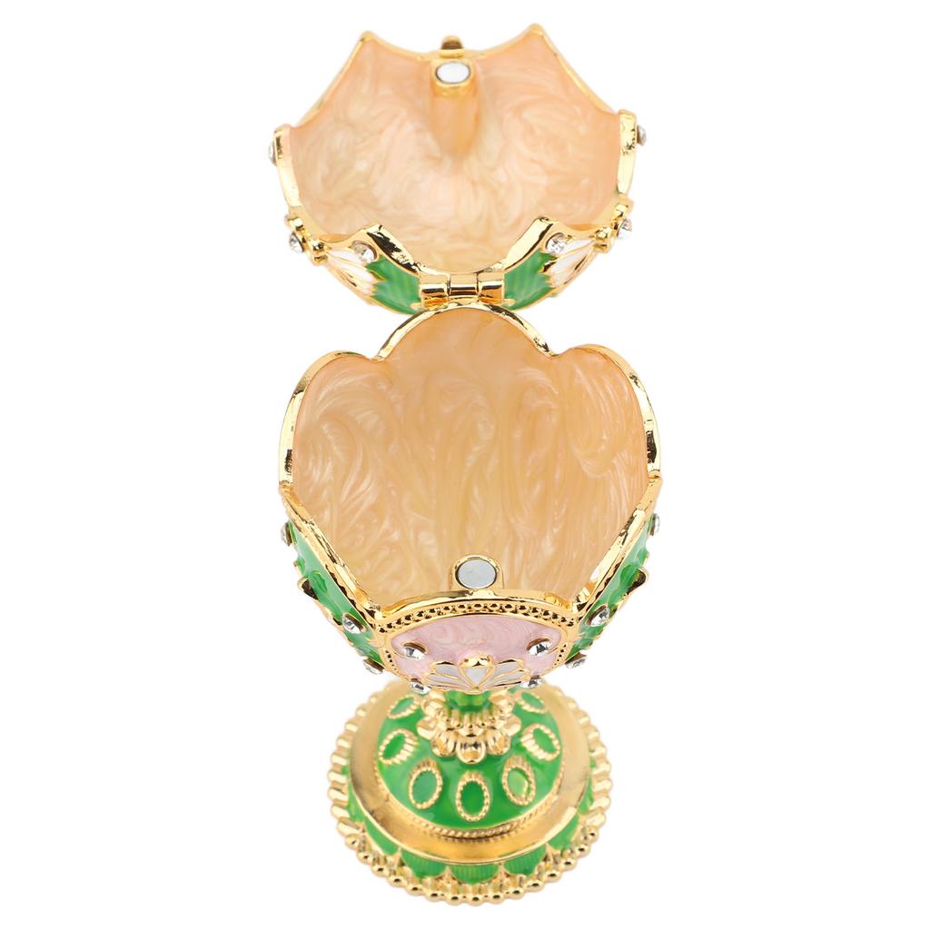 Шкатулка в форме пасхального яйца, ручная роспись, декоративные стразы, сплав, шарнирная, эмалированная, для колец, ожерелий