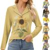Women's Fashion Leisure Long Sleeve V Neck  Flower Printing  Top