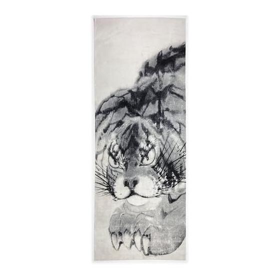 Ukiyo-e Tenugui Towel - Nagasawa Rosetsu "Tiger on Kinzan Muryoji Temple Screen" - Vertical Pattern, 100% Cotton, Made in Japan, Tokka Fabric