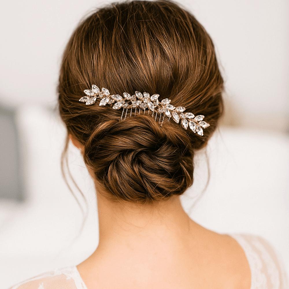 Silver Rhinestone Hairpin Geometric Hair Clip Elegant Toothed Insert Comb  Women