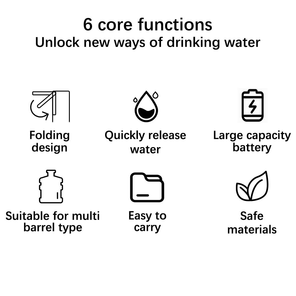 Беспроводной электрический водяной насос, USB-перезаряжаемый, складной, маленький, автоматический диспенсер для воды, устройство для перекачки бутилированной воды, портативный