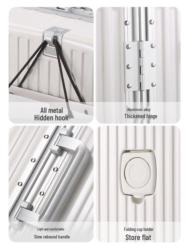 Large 24/26-Inch Multifunctional Aluminum Frame Suitcase with Universal Wheels for Men & Women's Travel