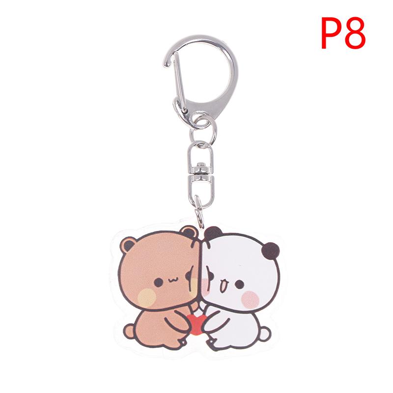 Cute Bubu Dudu Keychains Acrylic Cartoon Bear Keyring For Accessories Bag Pendant Key Chain Jewelry Fans Couple Love Gifts