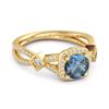 London Blue Topaz Vintage Halo Art Deco Ring - 925 Sterling Silver Gold Vermeil