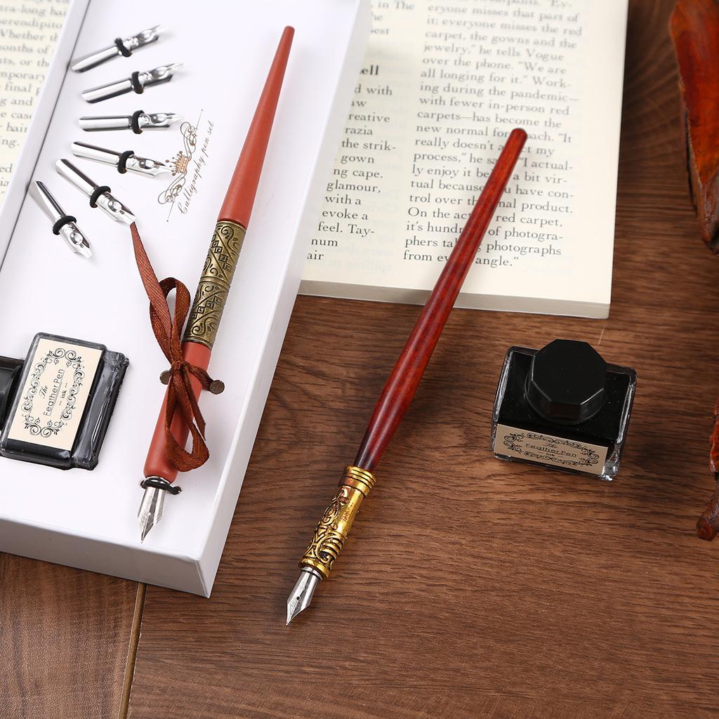Vintage Student Pen Gift Box Metal Nib Pen, Calligraphy Pen Training Class Gift Pen Set