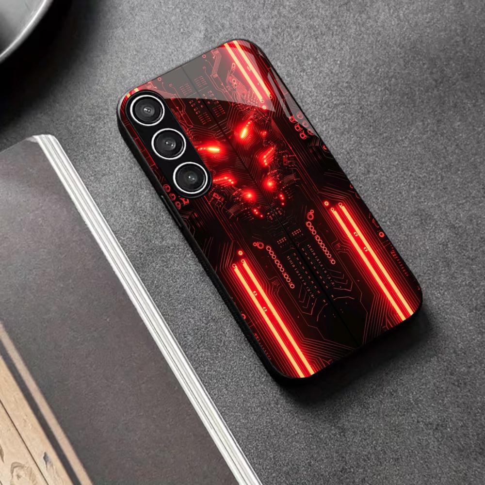 Стеклянный чехол для телефона 'Демон Тьмы mecha' для Samsung Galaxy S26 S25 S24 S23 S22 FE Ultra Plus Встроенное стекло Тьма Изыгранная Игра