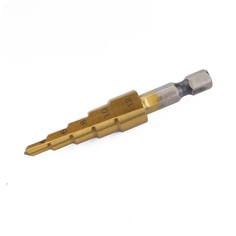 Набор из 3 шт. ступенчатое сверло с шестигранным хвостовиком и прямой канавкой, ступенчатое сверло «пагода» с титановым покрытием, зенковочное ступенчатое сверло 4-12 4-20 4-32, тканевая сумка