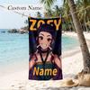 Пляжное полотенце Zoey с индивидуальной печатью имени, персонализированное мягкое полотенце для плавания, пляжа, путешествий