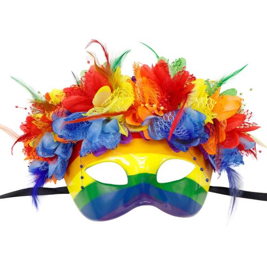 Lightweight Plastic Masque Mardi Gras for Men Women, Colorful Rainbow Masquerade Party Venetian Prom Party, Carnival, Halloween Cosplay Costume